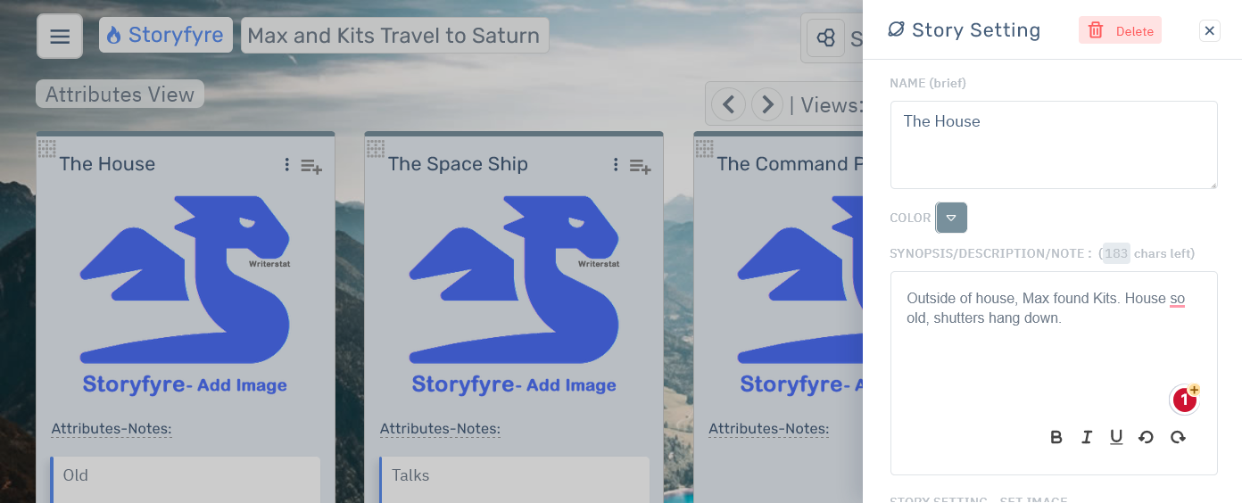 Storyfyre Pro Story Setting Edit